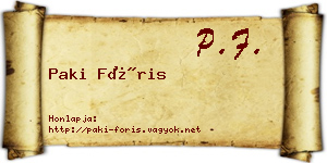 Paki Fóris névjegykártya